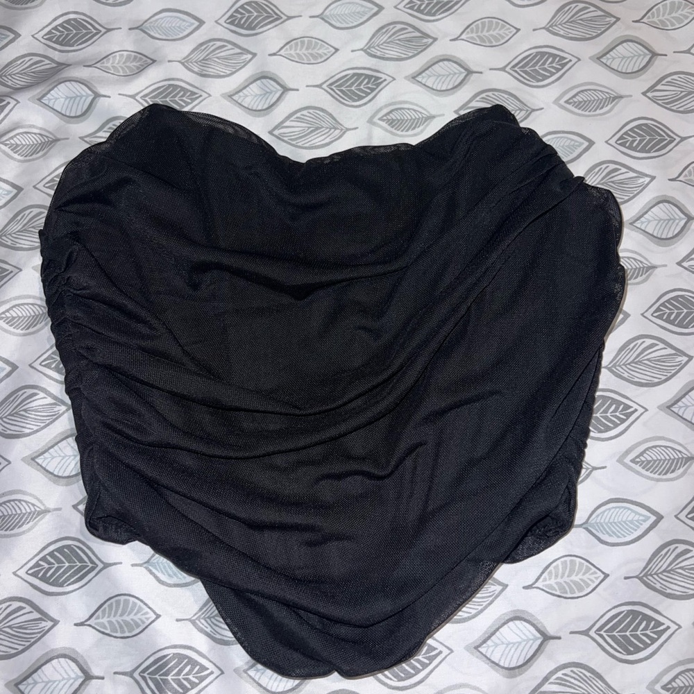 Black Ruched Crop Top